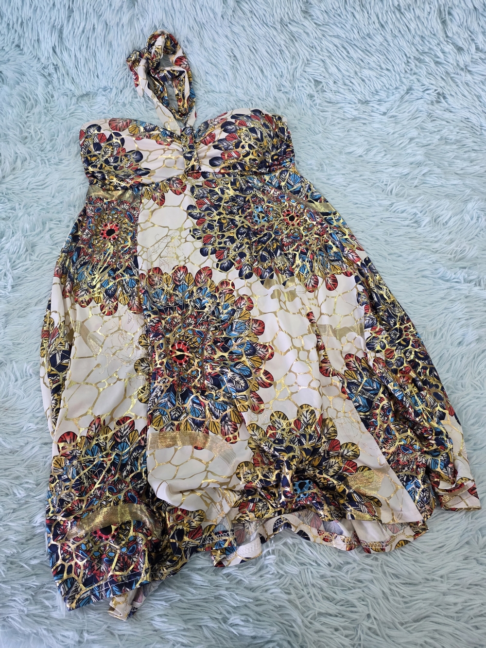 India Boutique Paisley Floral Halter Dress S - Festival Fairycore Boho